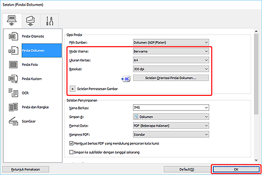 gambar: Kotak dialog Setelan